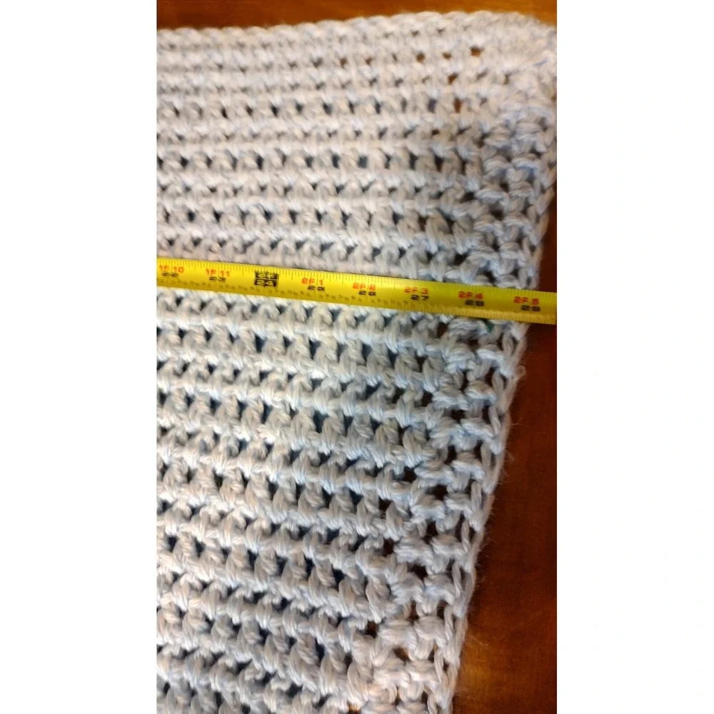 Handmade Crocheted Baby Blanket Afghan Light Blue Soft 29 x 28 in‎ Baby Shower